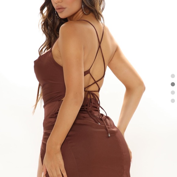 Maxi brown silk dress - Picture 1 of 4